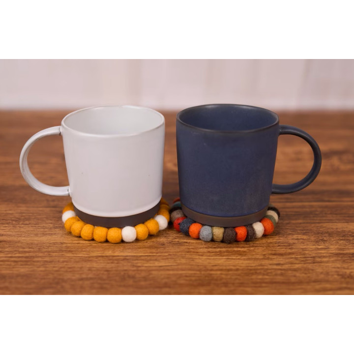 4-Inch Handmade Wool Felt Ball Coaster: Colorful Table Use and Decor