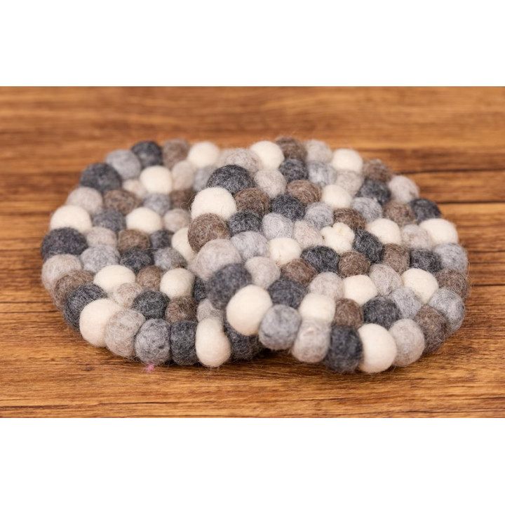 4-Inch Handmade Wool Felt Ball Coaster: Colorful Table Use and Decor