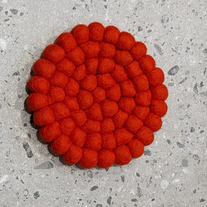 Handmade Felt Stitched Coaster, Fun Felt Ball Coasters